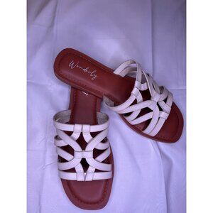 Wonderfly Womens sz 8 Strappy Brown Ivory Sandals NEW